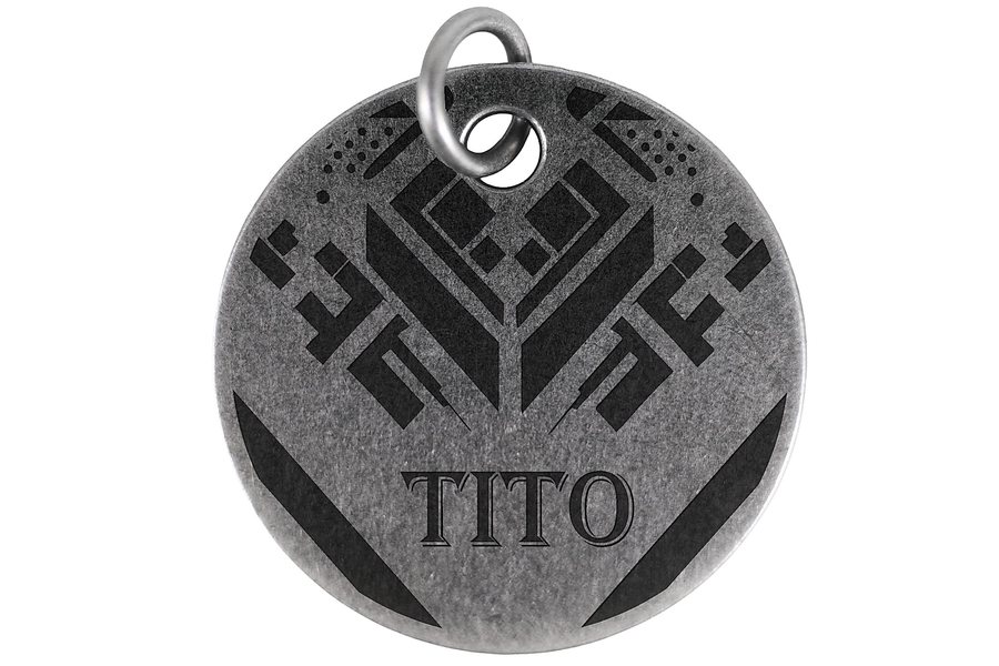 Art Deco pet tag in antique silver