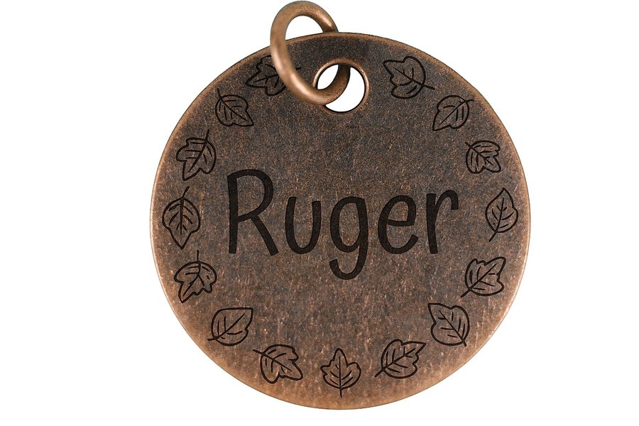 Autumn Wreath pet tag in antique copper