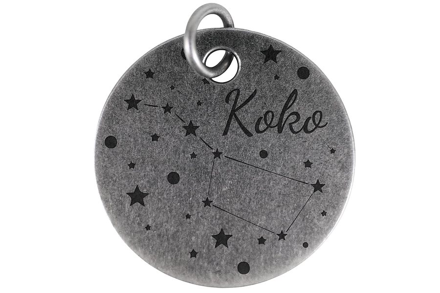 Big Dipper Sky pet tag in antique silver