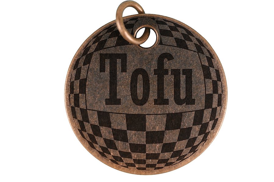 Checkerboard pet tag in antique copper