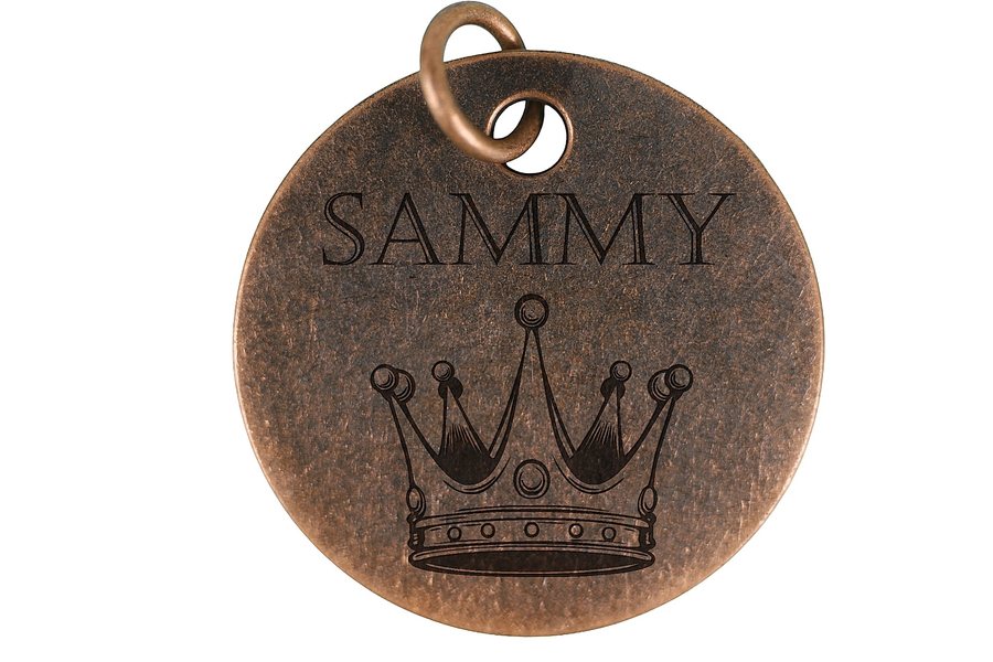 Classic Crown pet tag in antique copper