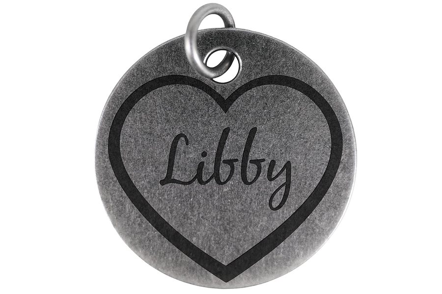 Classic Heart pet tag in antique silver