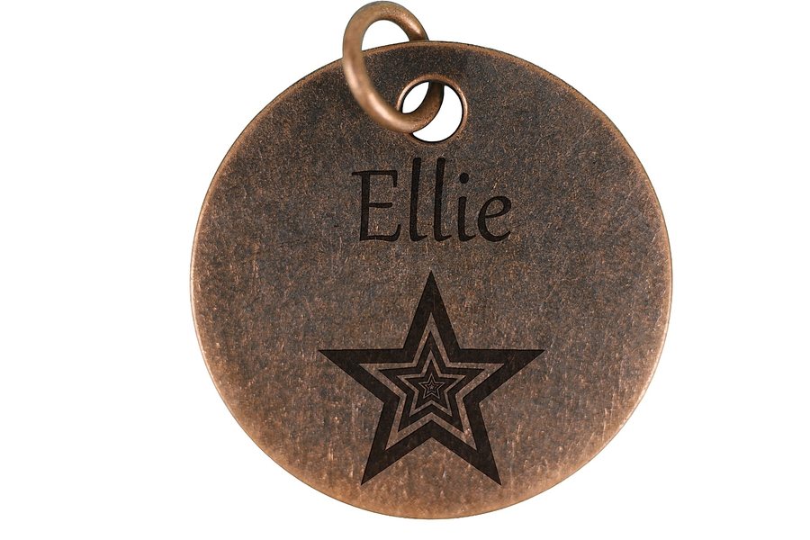Classic Star pet tag in antique copper
