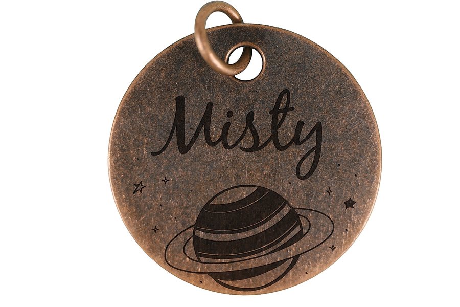 Cosmic Rings pet tag in antique copper