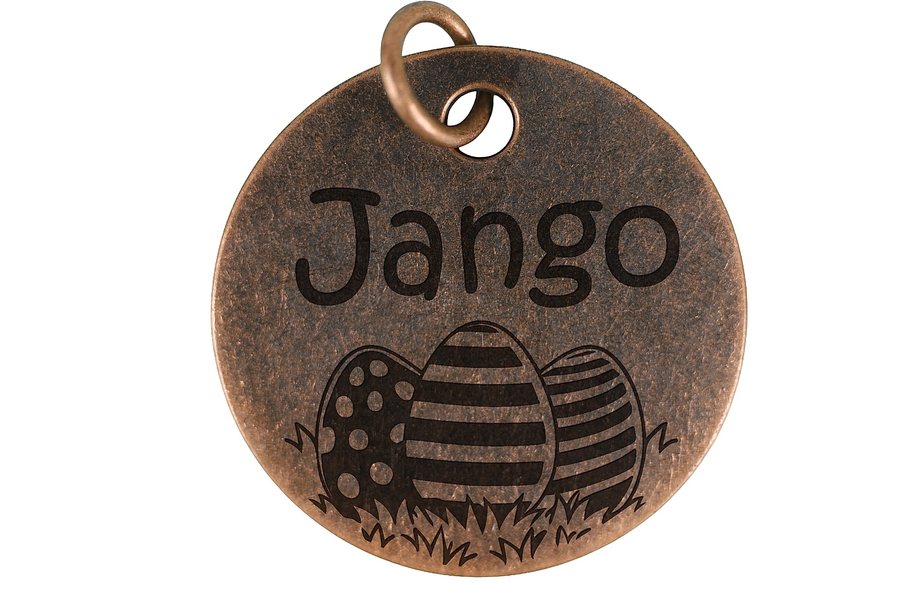 Easter Egg Hunt pet tag in antique copper