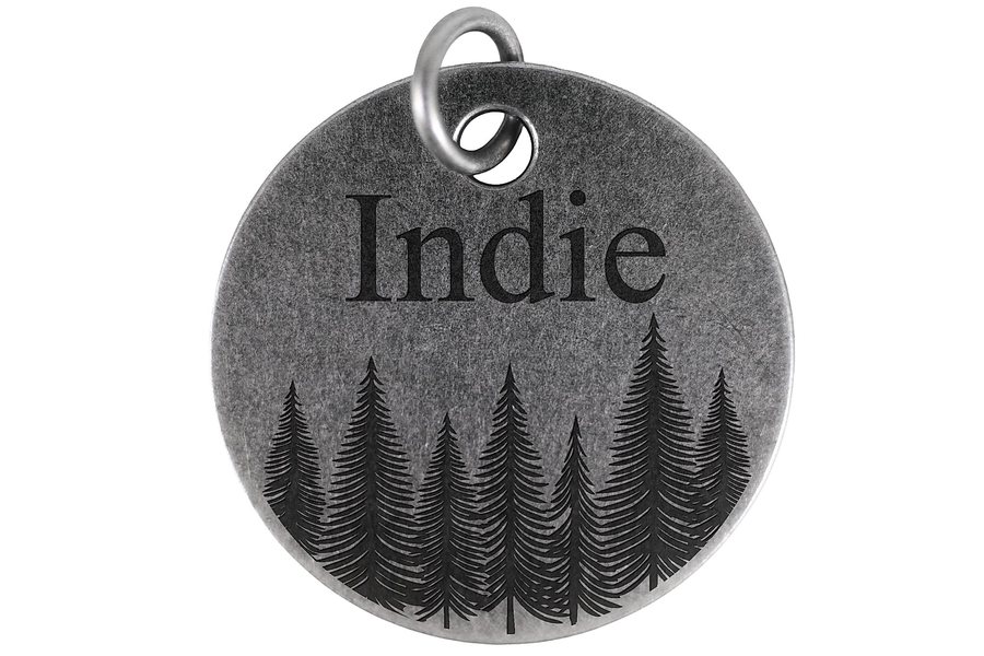 Evergreen Forest pet tag in antique silver