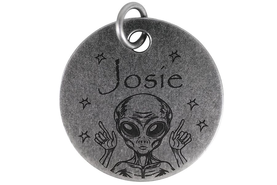 Galactic Guest pet tag in antique silver
