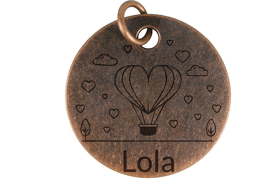 Love in the Air pet tag in antique copper