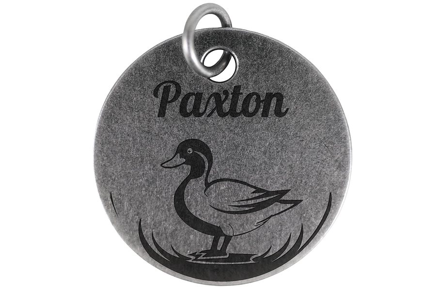 Marsh Duck pet tag in antique silver