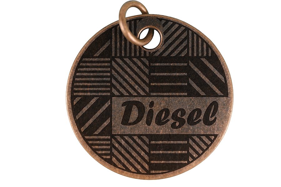 Patchwork pet tag in antique copper
