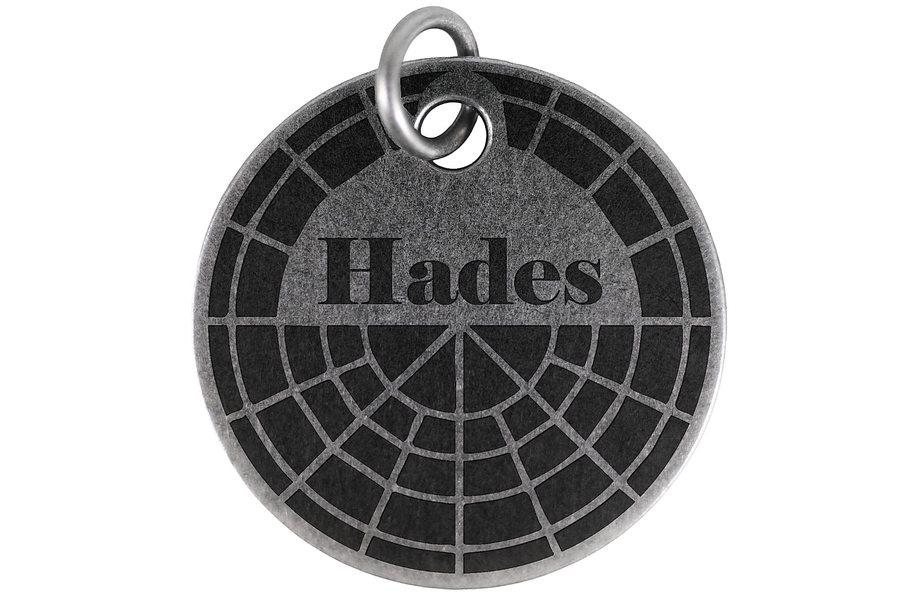Radial Grid pet tag in antique silver