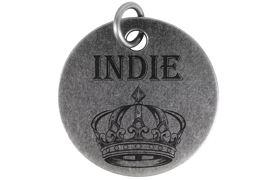 Royal Crown pet tag in antique silver