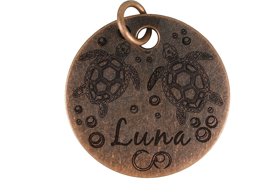 Sea Turtles pet tag in antique copper