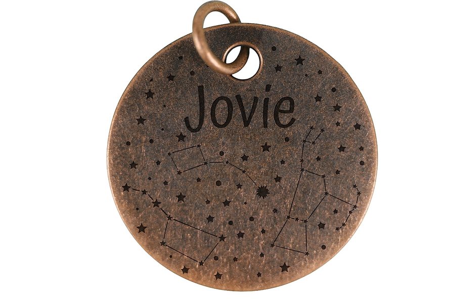 Starry Constellations pet tag in antique copper