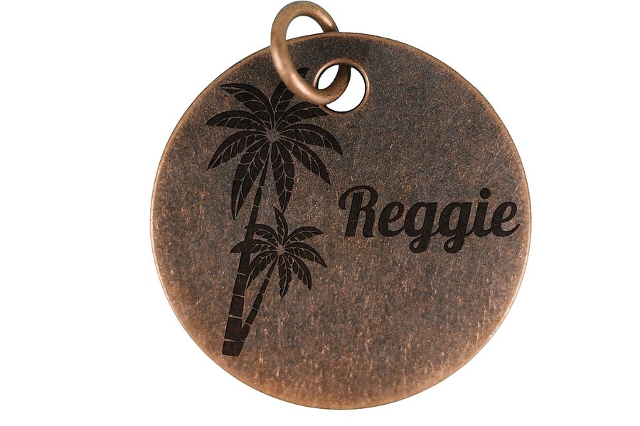 Tropical Duo pet tag in antique copper