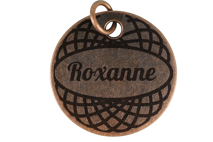 Woven pet tag in antique copper